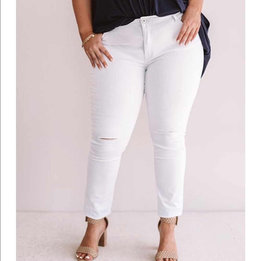 White Midrise Skinnies